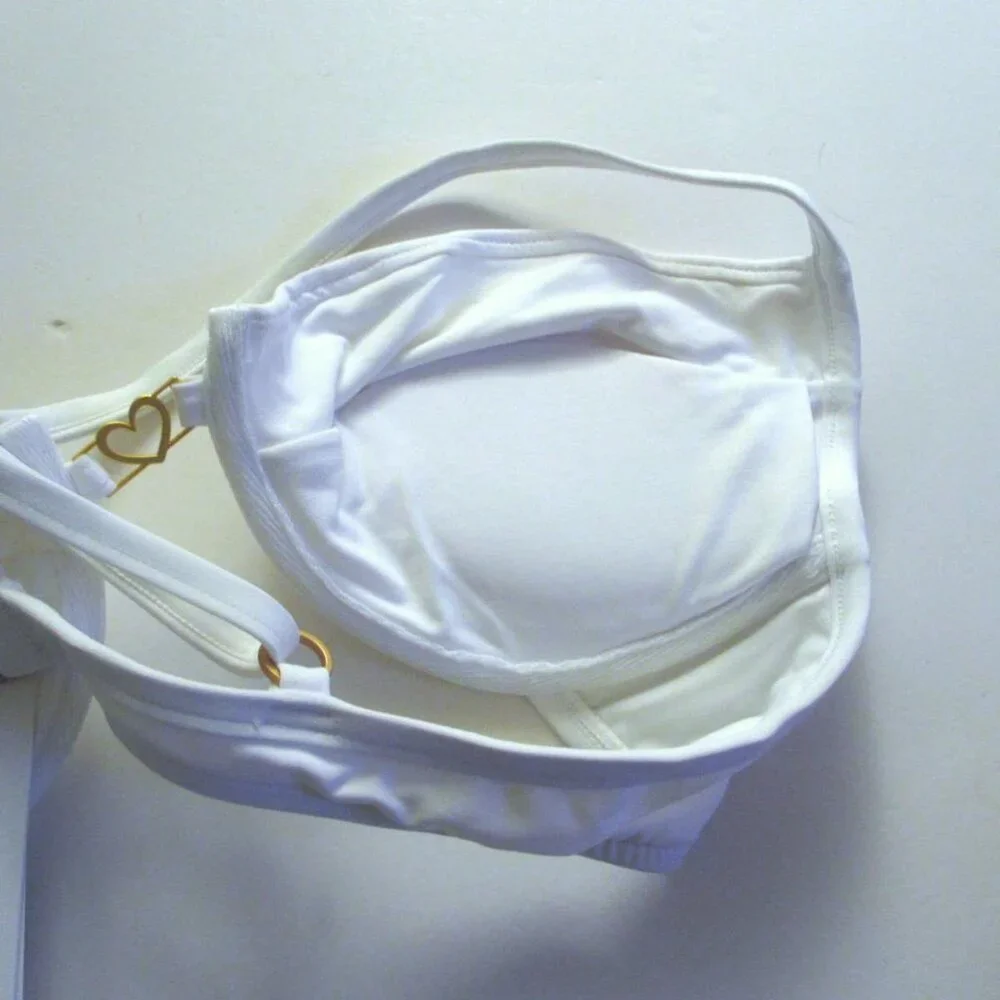 L*SPACE Stardust Push Up Bikini Top MEDIUM White Removable padding Orig. $114